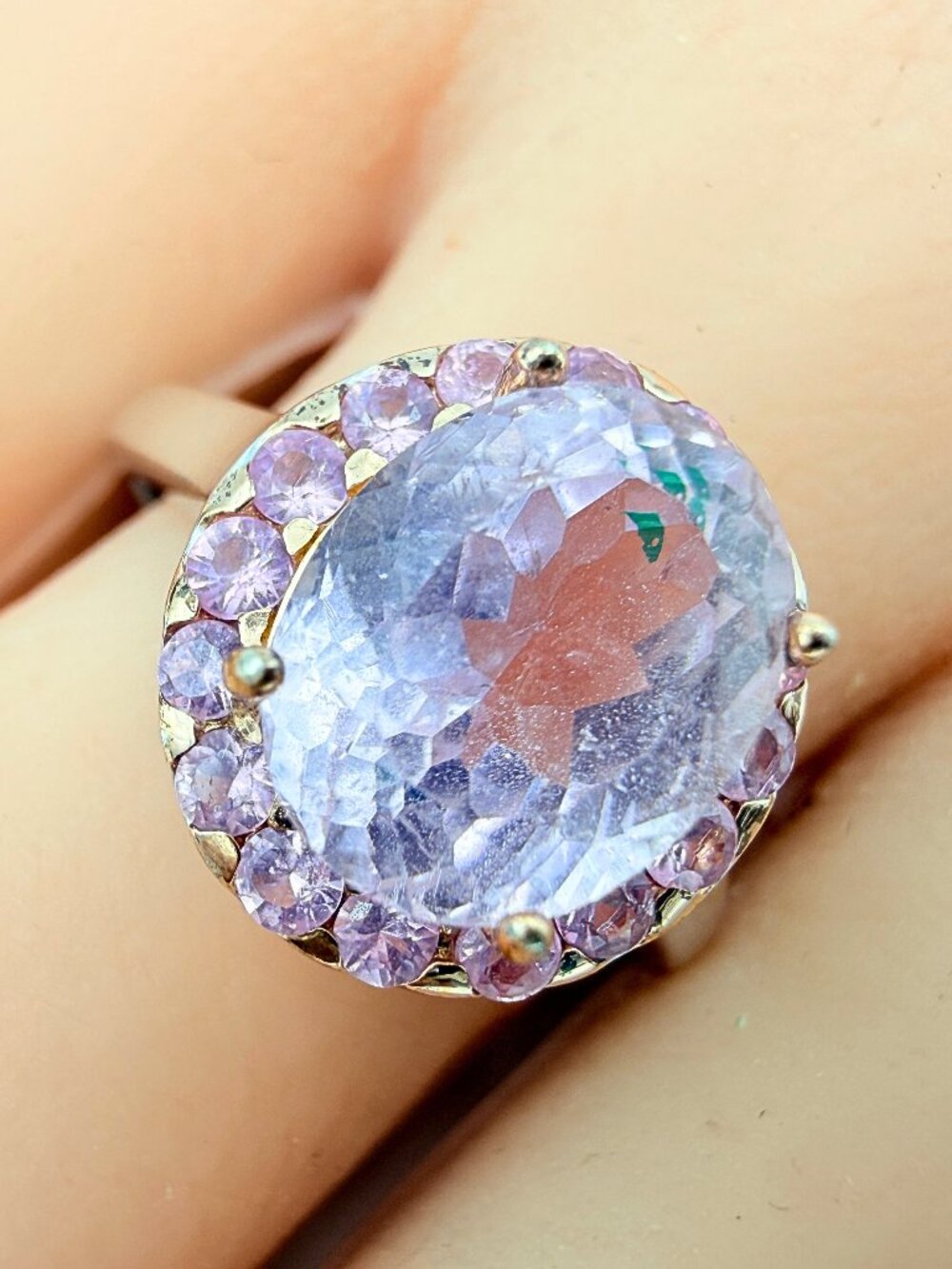 Marked BBJ Sterling Silver Oval Cut Lab Spinel CZ Rhodium Plate Ring Sz 10